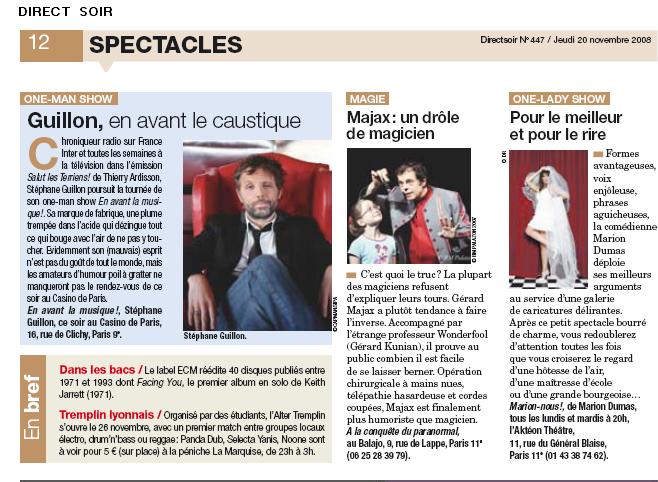 direct soir marion nous Revue de presse